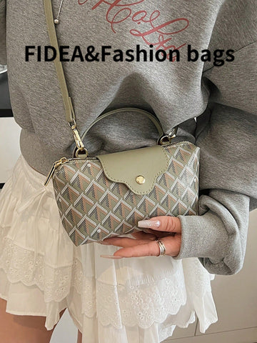 Fashionable Solid Color Minimalist PU Bucket Bag