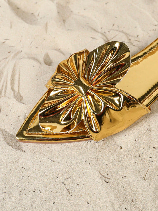 Women Plus Size Summer Flat Gold Sandals