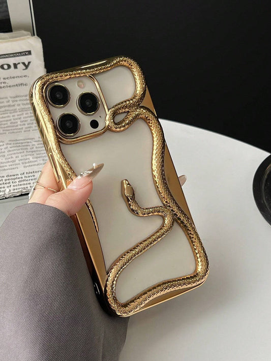 New Fashionable & Personalized Hollow Electroplated Snake Design Phone Case