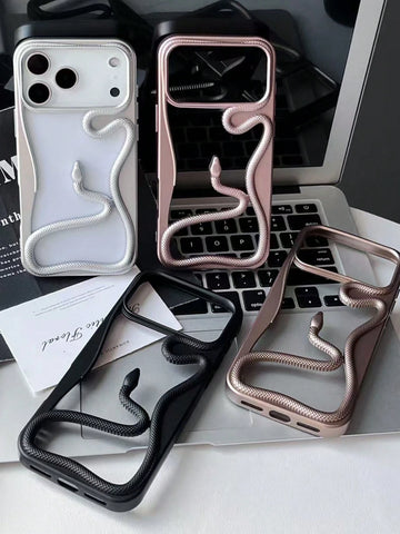 New Fashionable & Personalized Hollow Electroplated Snake Design Phone Case