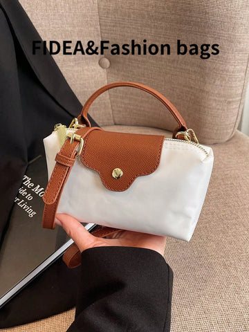 Fashionable Solid Color Minimalist PU Bucket Bag