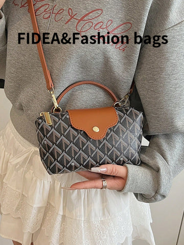 Fashionable Solid Color Minimalist PU Bucket Bag