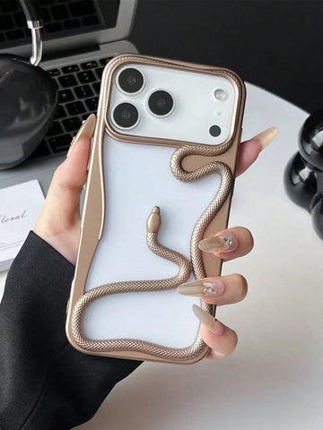 New Fashionable & Personalized Hollow Electroplated Snake Design Phone Case