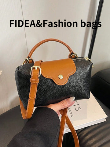 Fashionable Solid Color Minimalist PU Bucket Bag