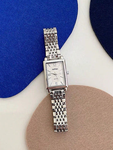 Square Casual Simple Atmosphere Steel Strap Gold Dial