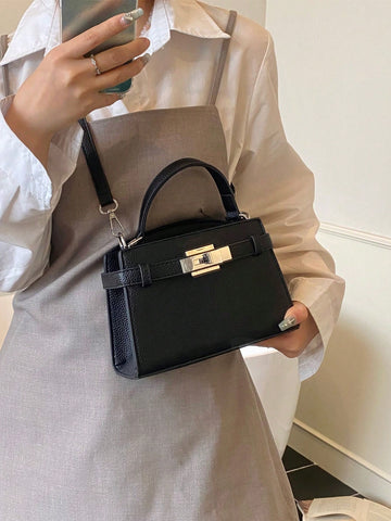Fashionable High-End Lychee Pattern Women's Handbag