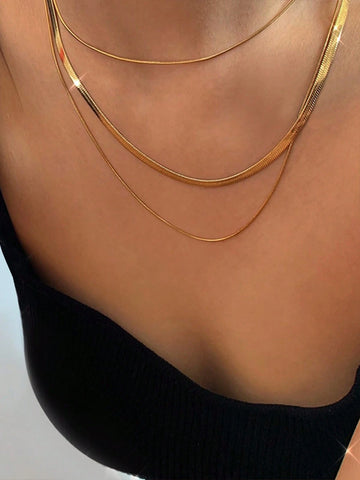 Women Stainless Steel Snake Chain Necklaces