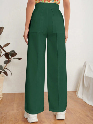 PETITE Solid Dual Pocket Tailored Pants