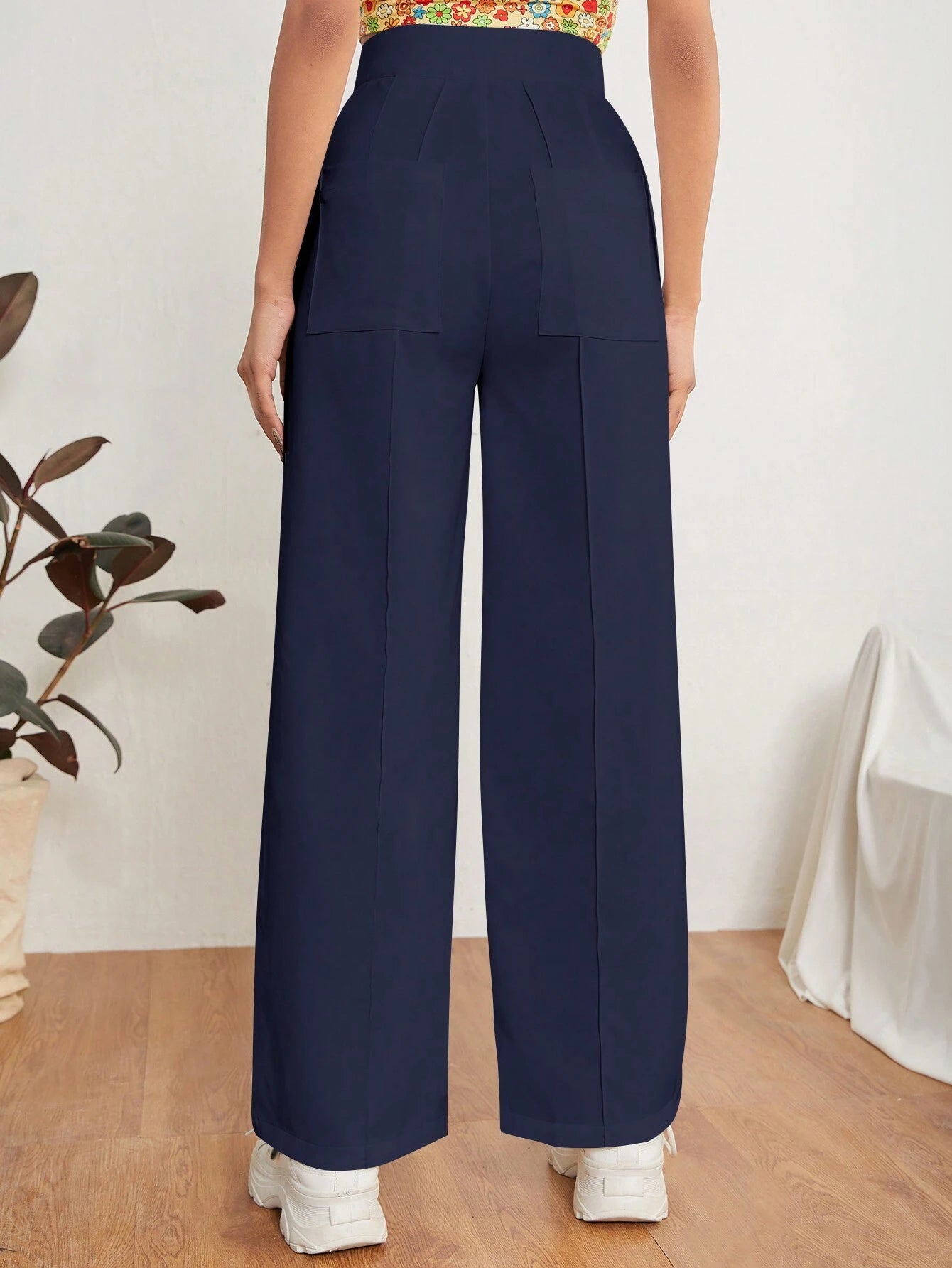 PETITE Solid Dual Pocket Tailored Pants