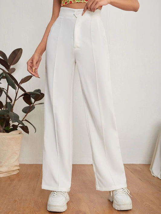 PETITE Solid Dual Pocket Tailored Pants