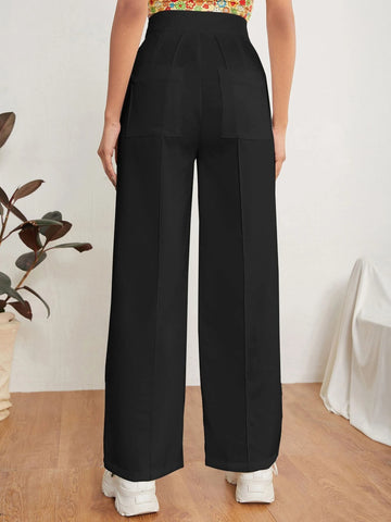 PETITE Solid Dual Pocket Tailored Pants