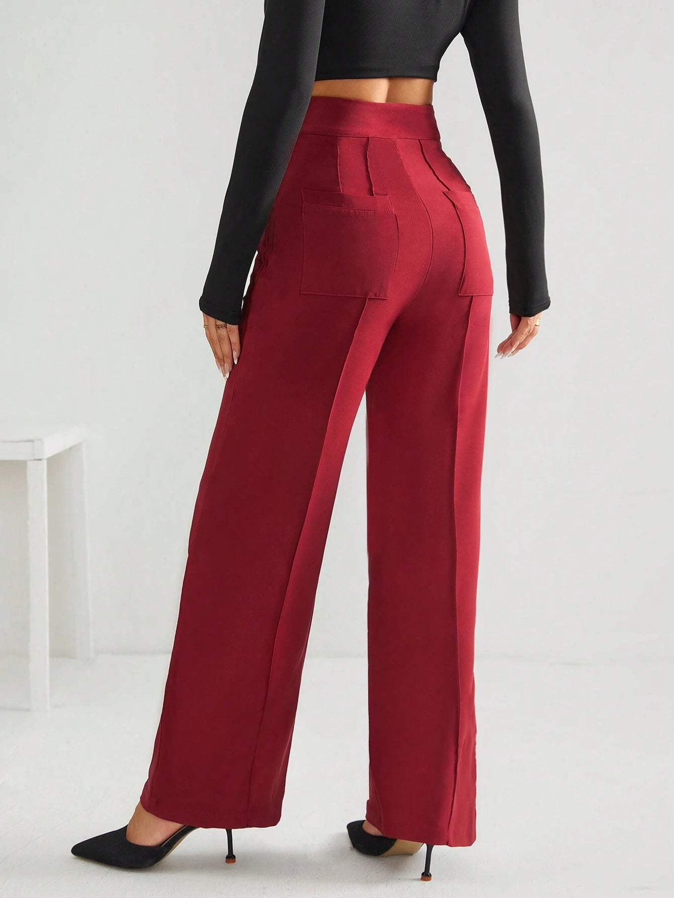 PETITE Solid Dual Pocket Tailored Pants