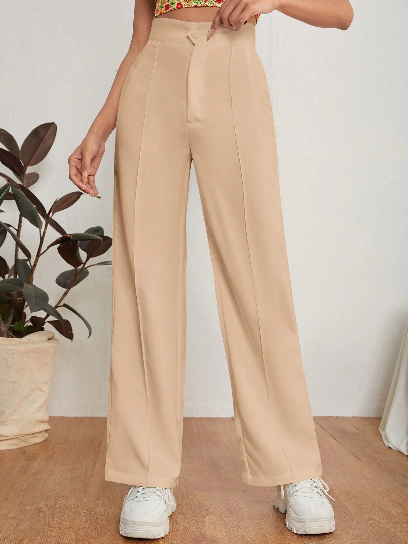 PETITE Solid Dual Pocket Tailored Pants