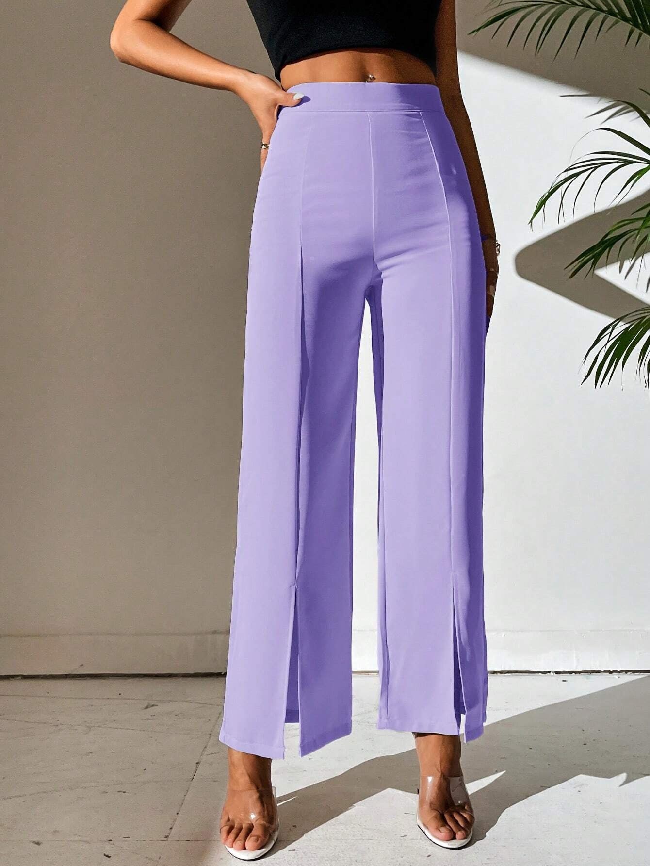 PETITE Split Hem Straight Leg Pants