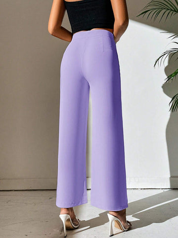 PETITE Split Hem Straight Leg Pants