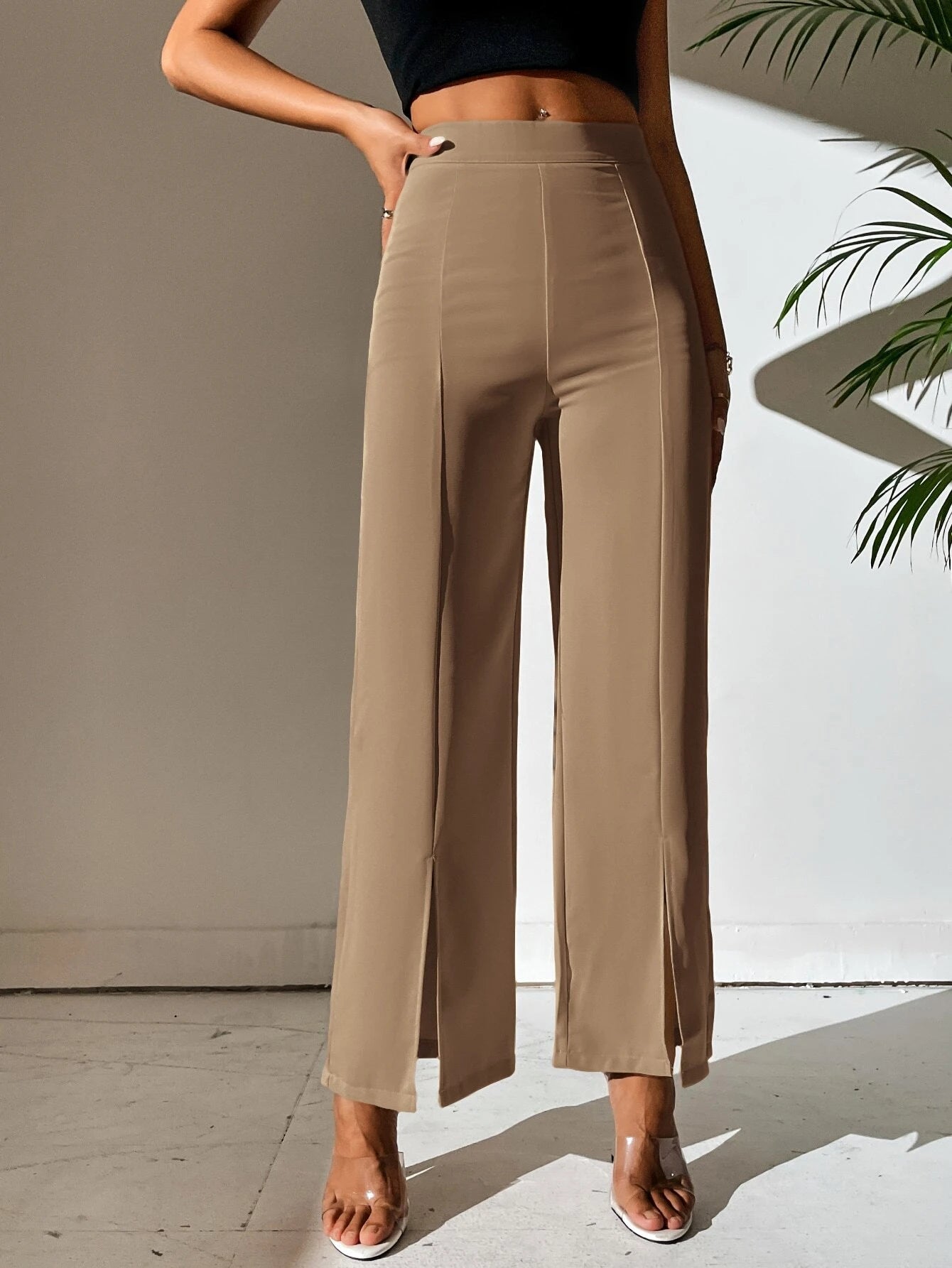 PETITE Split Hem Straight Leg Pants