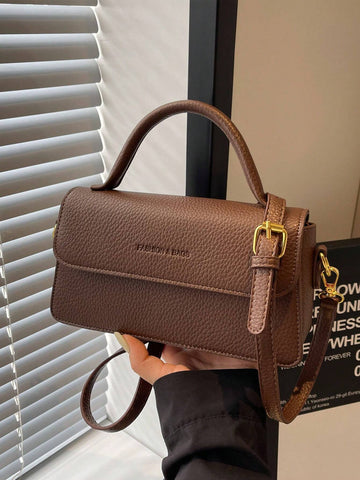 Fashionable Solid Color Retro Pu Leather Women's Handbag & Crossbody Bag