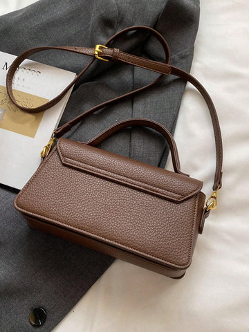 Fashionable Solid Color Retro Pu Leather Women's Handbag & Crossbody Bag