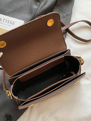 Fashionable Solid Color Retro Pu Leather Women's Handbag & Crossbody Bag