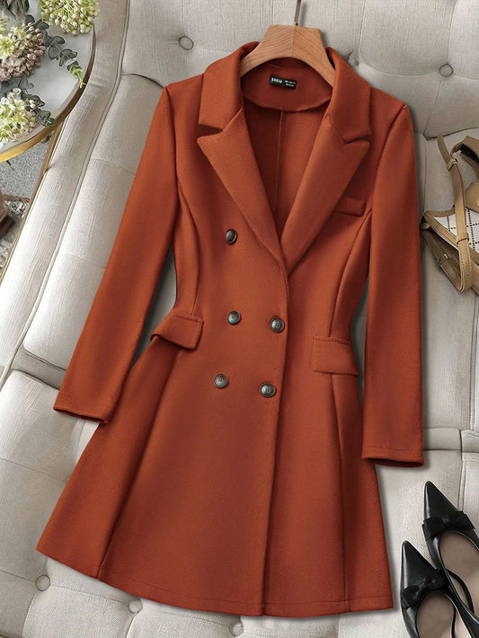Pariaura Lapel Neck Double Breasted Overcoat