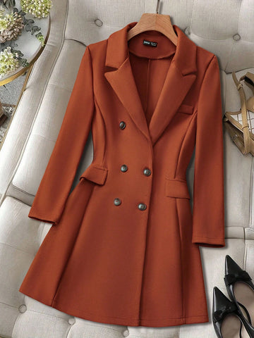 Pariaura Lapel Neck Double Breasted Overcoat