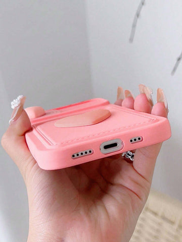 Y2K Sliding Transparent Double Heart Sticker Picture Frame Card Holder Phone Case