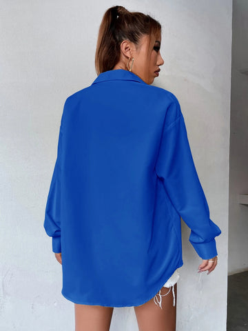 Pocket Patched Drop Shoulder Oversized Shirt