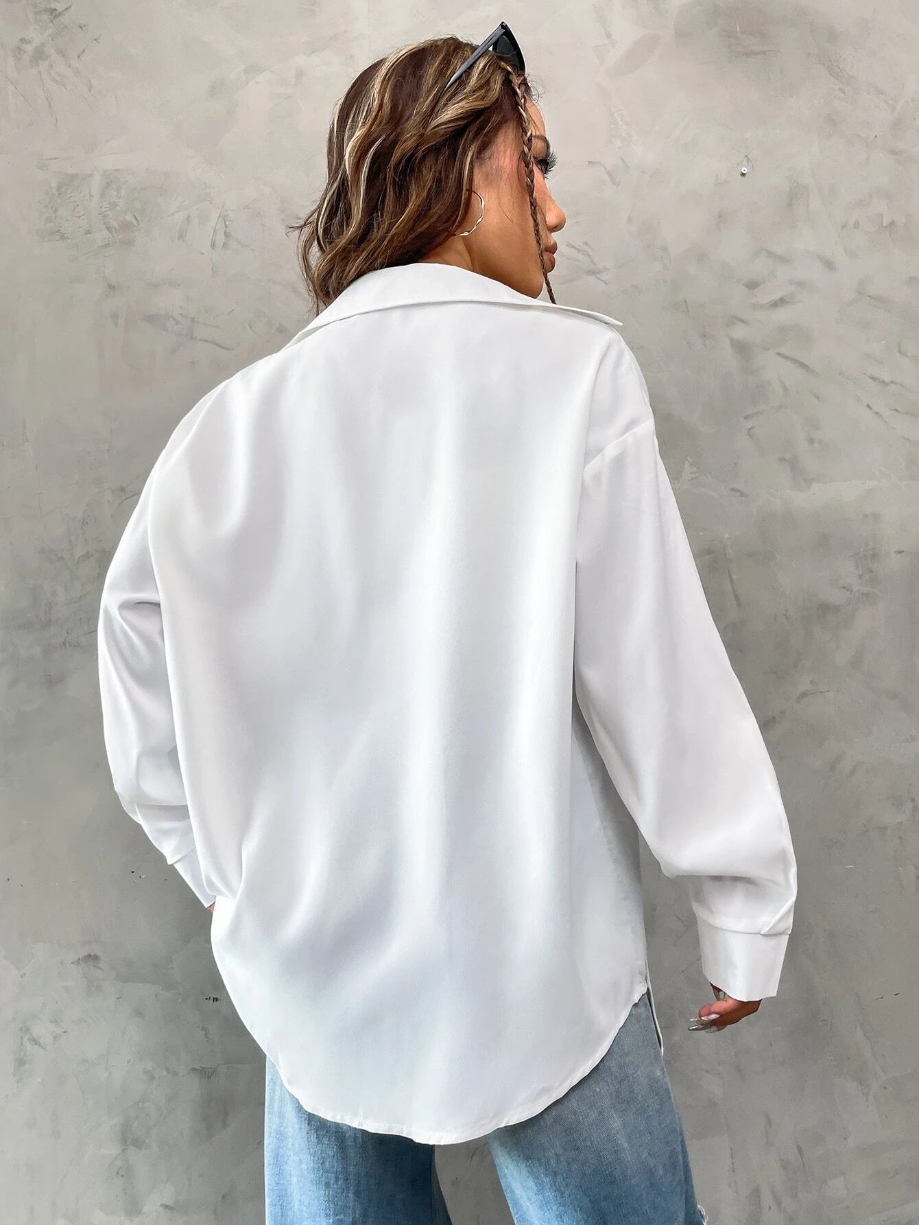 Pocket Patched Drop Shoulder Oversized Shirt