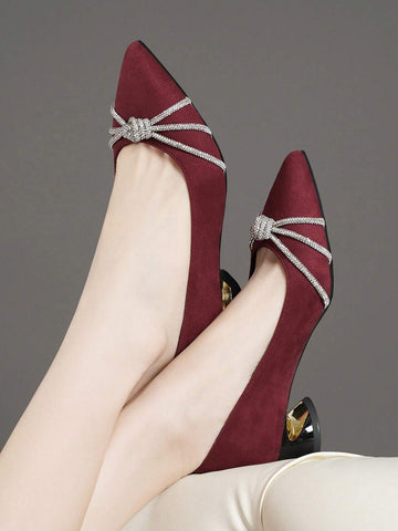 Point Toe Sculptural Heeled Faux Suede Court Pumps