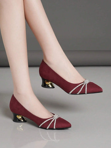 Point Toe Sculptural Heeled Faux Suede Court Pumps