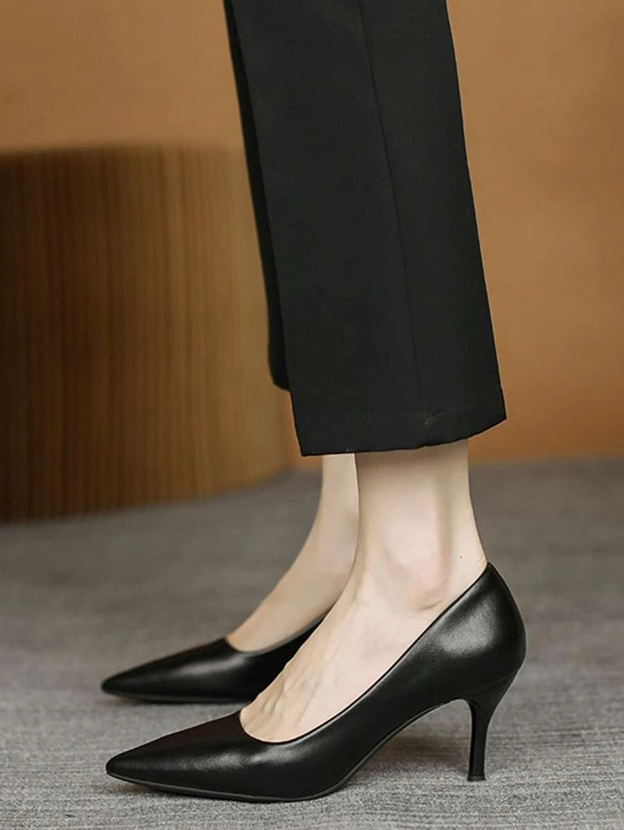 Point Toe Stiletto Heeled Court Pumps