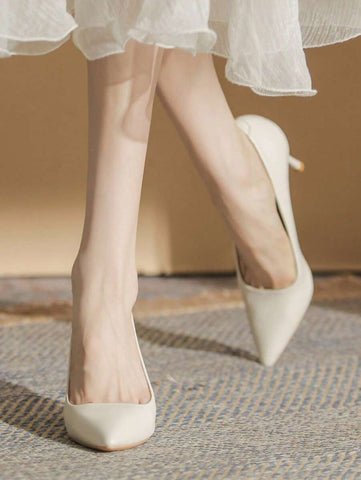 Point Toe Stiletto Heeled Court Pumps