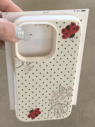Polka Dot Lace Anti-Slip Litchi Texture Phone Case