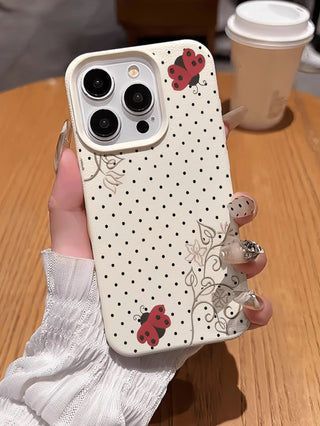 Polka Dot Lace Anti-Slip Litchi Texture Phone Case