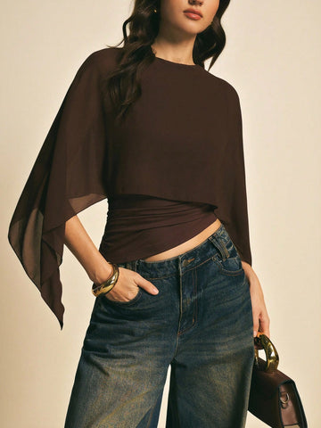 Women's Elegant Solid Color Shawl Collar Blouse