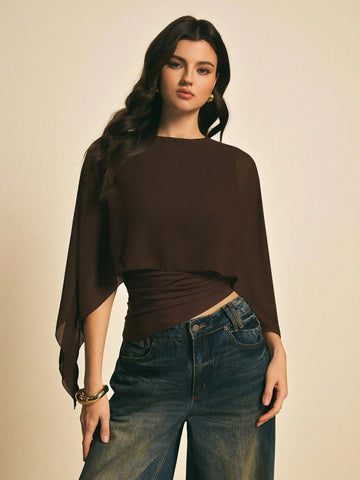 Women's Elegant Solid Color Shawl Collar Blouse