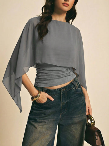 Women's Elegant Solid Color Shawl Collar Blouse