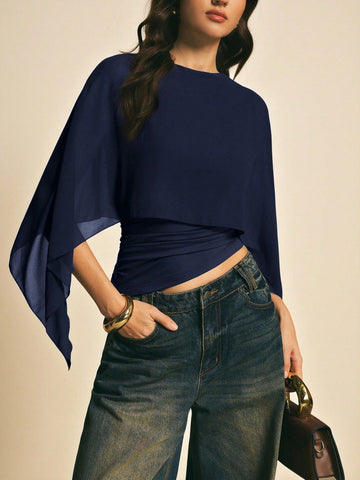Women's Elegant Solid Color Shawl Collar Blouse