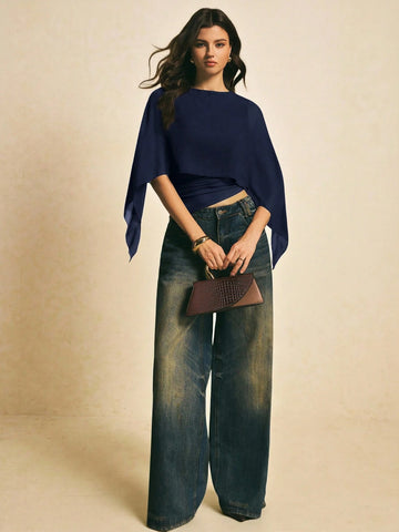 Women's Elegant Solid Color Shawl Collar Blouse