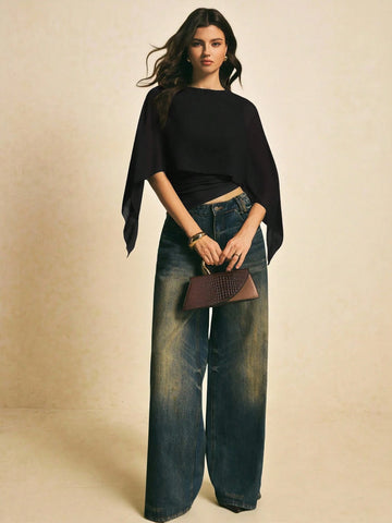 Women's Elegant Solid Color Shawl Collar Blouse