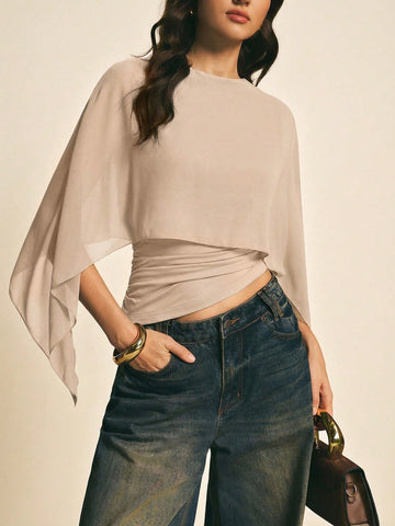 Women's Elegant Solid Color Shawl Collar Blouse