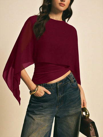 Women's Elegant Solid Color Shawl Collar Blouse