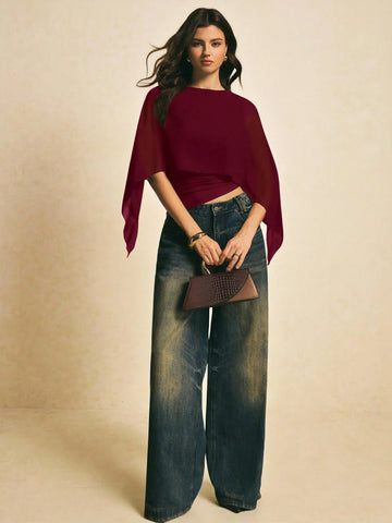Women's Elegant Solid Color Shawl Collar Blouse