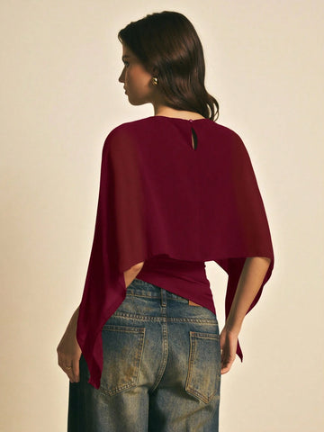 Women's Elegant Solid Color Shawl Collar Blouse