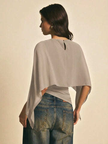 Women's Elegant Solid Color Shawl Collar Blouse