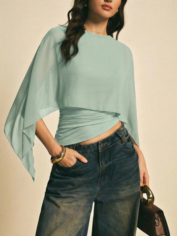 Women's Elegant Solid Color Shawl Collar Blouse