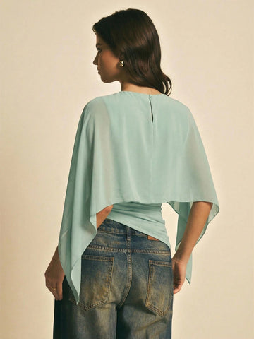 Women's Elegant Solid Color Shawl Collar Blouse