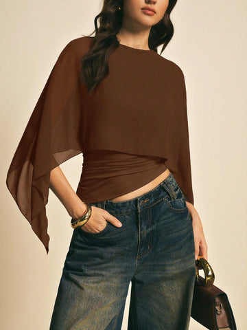 Women's Elegant Solid Color Shawl Collar Blouse