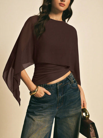 Women's Elegant Solid Color Shawl Collar Blouse