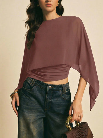 Women's Elegant Solid Color Shawl Collar Blouse